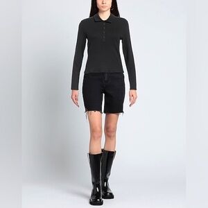 Rag & Bone NWT Black Ribbed Long Sleeve Polo